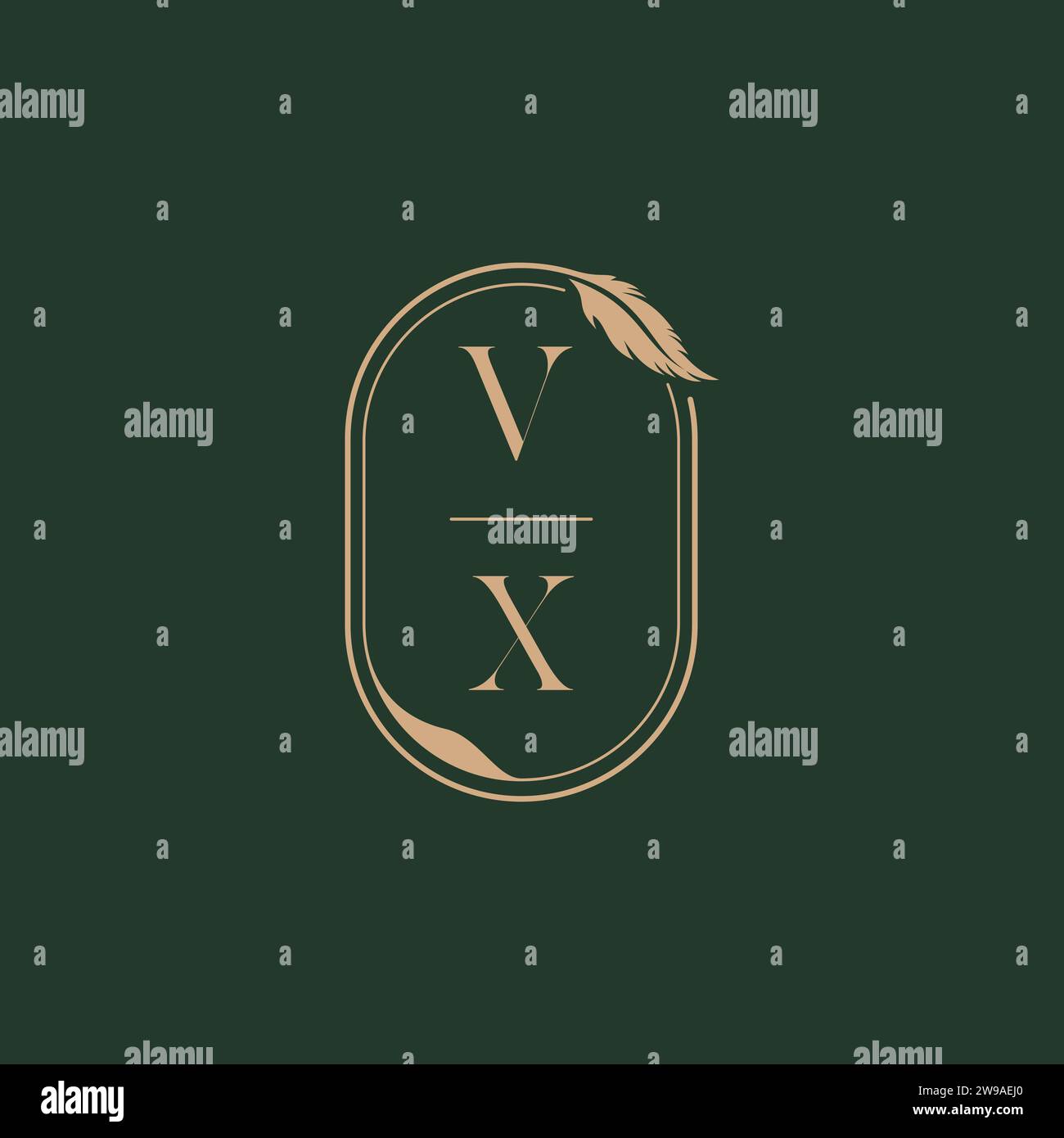 VX feather concept wedding monogram logo design ideas as inspiration Stock Vector