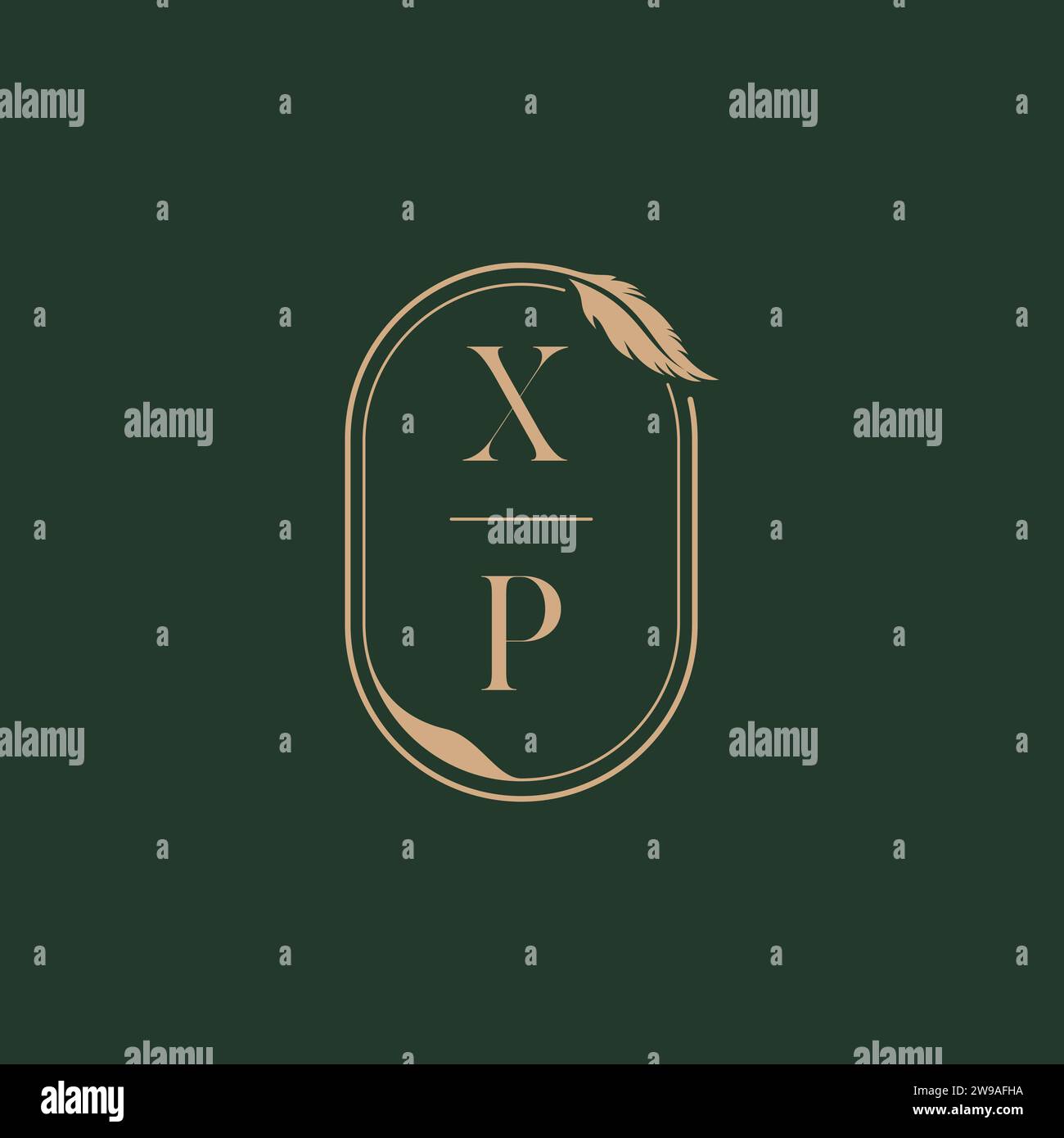 XP feather concept wedding monogram logo design ideas as inspiration Stock Vector