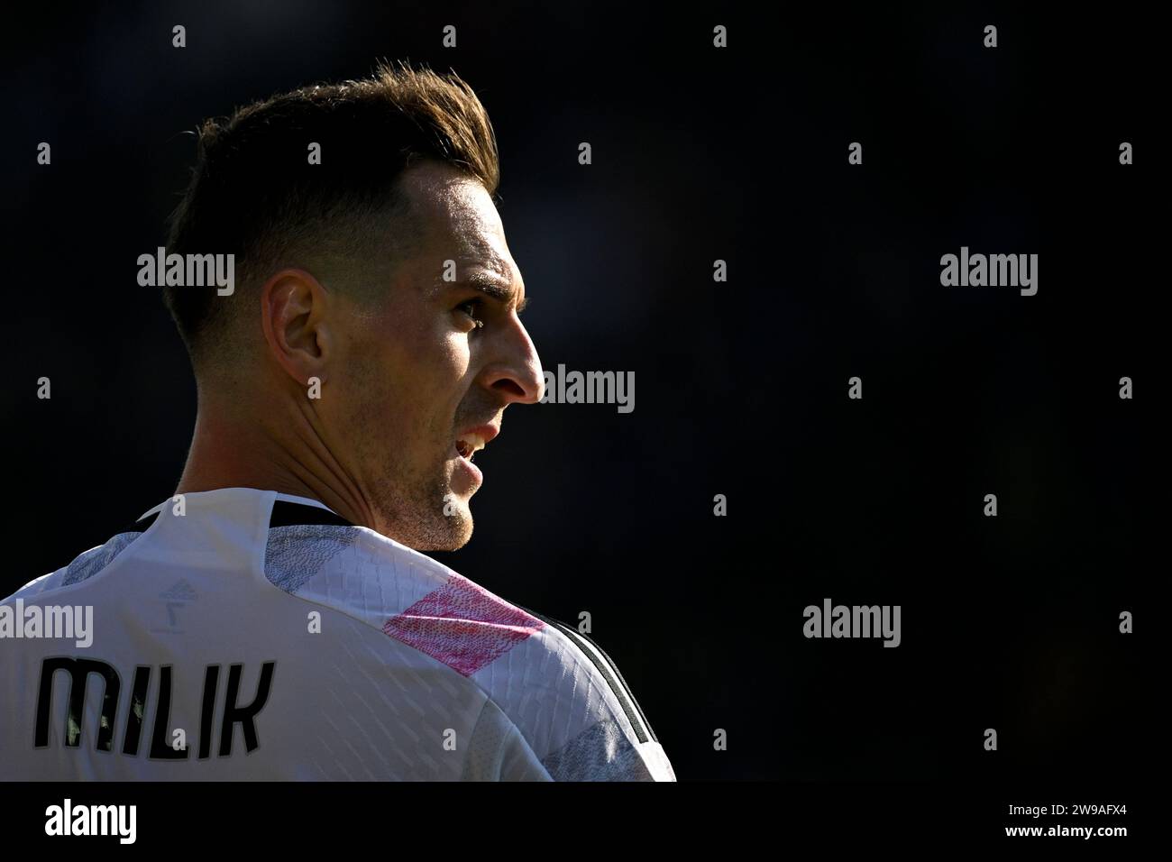 Arkadiusz Milik of Juventus FC looks during the Serie A football match between Frosinone Calcio and Juventus FC at Benito Stirpe stadium in Frosinone (Italy), December 23rd, 2023. Stock Photo