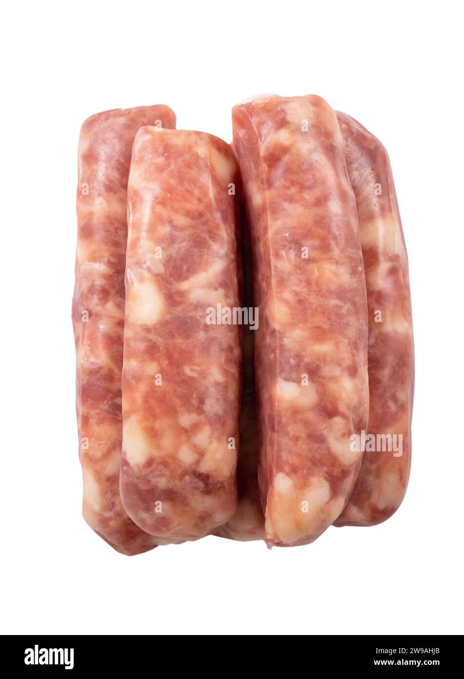 Raw Taiwanese sausage in garlic flavor isolated on white background, clipping path. Stock Photo