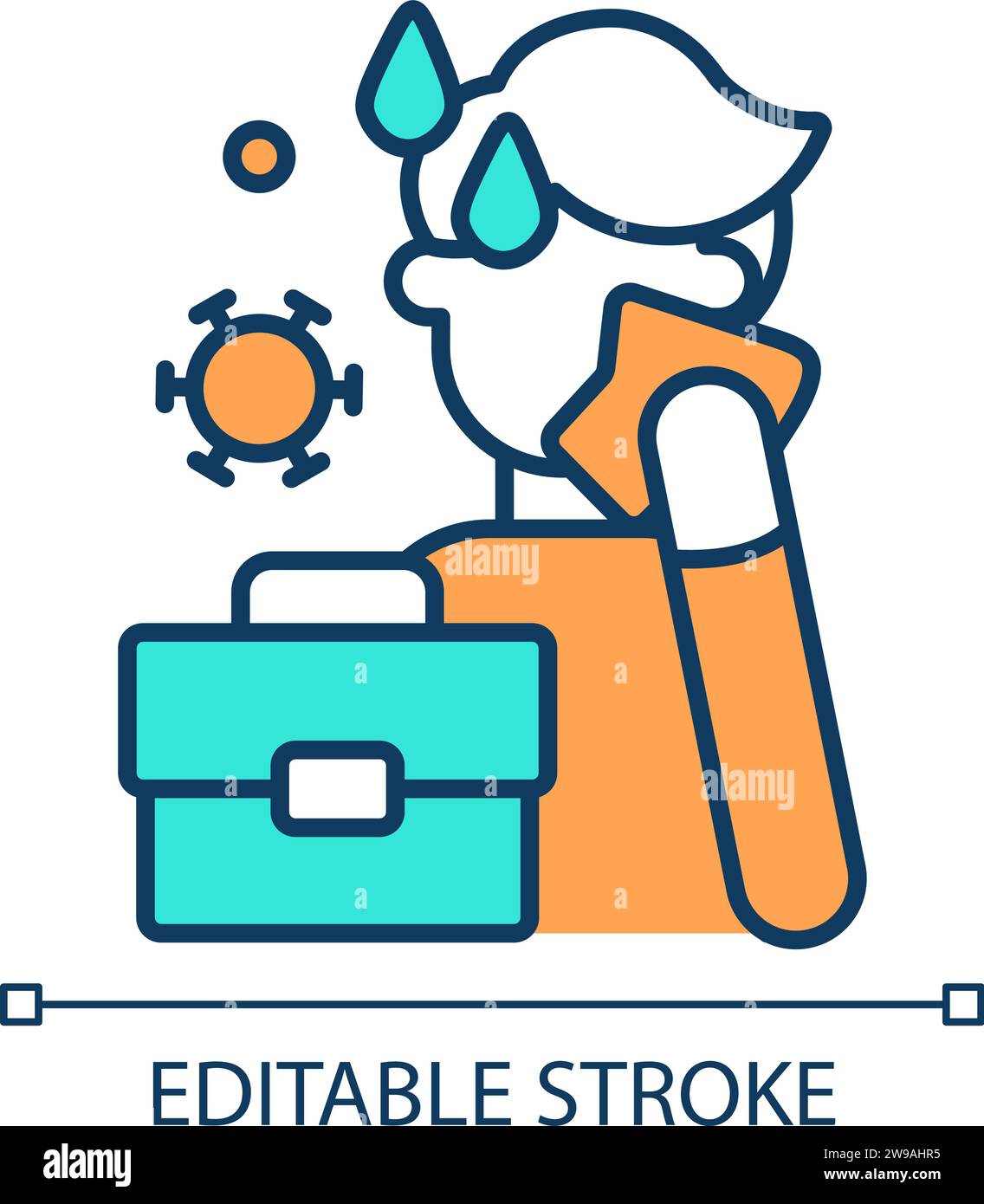2D editable simple thin line resenteeism icon Stock Vector
