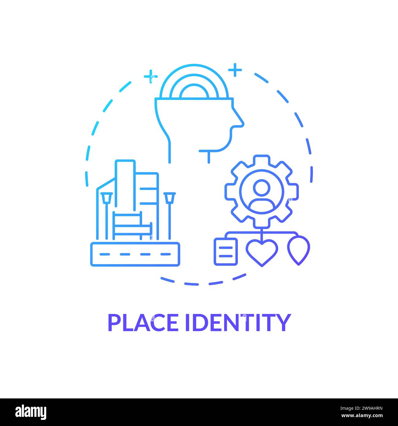 Thin line simple gradient place identity icon concept Stock Vector