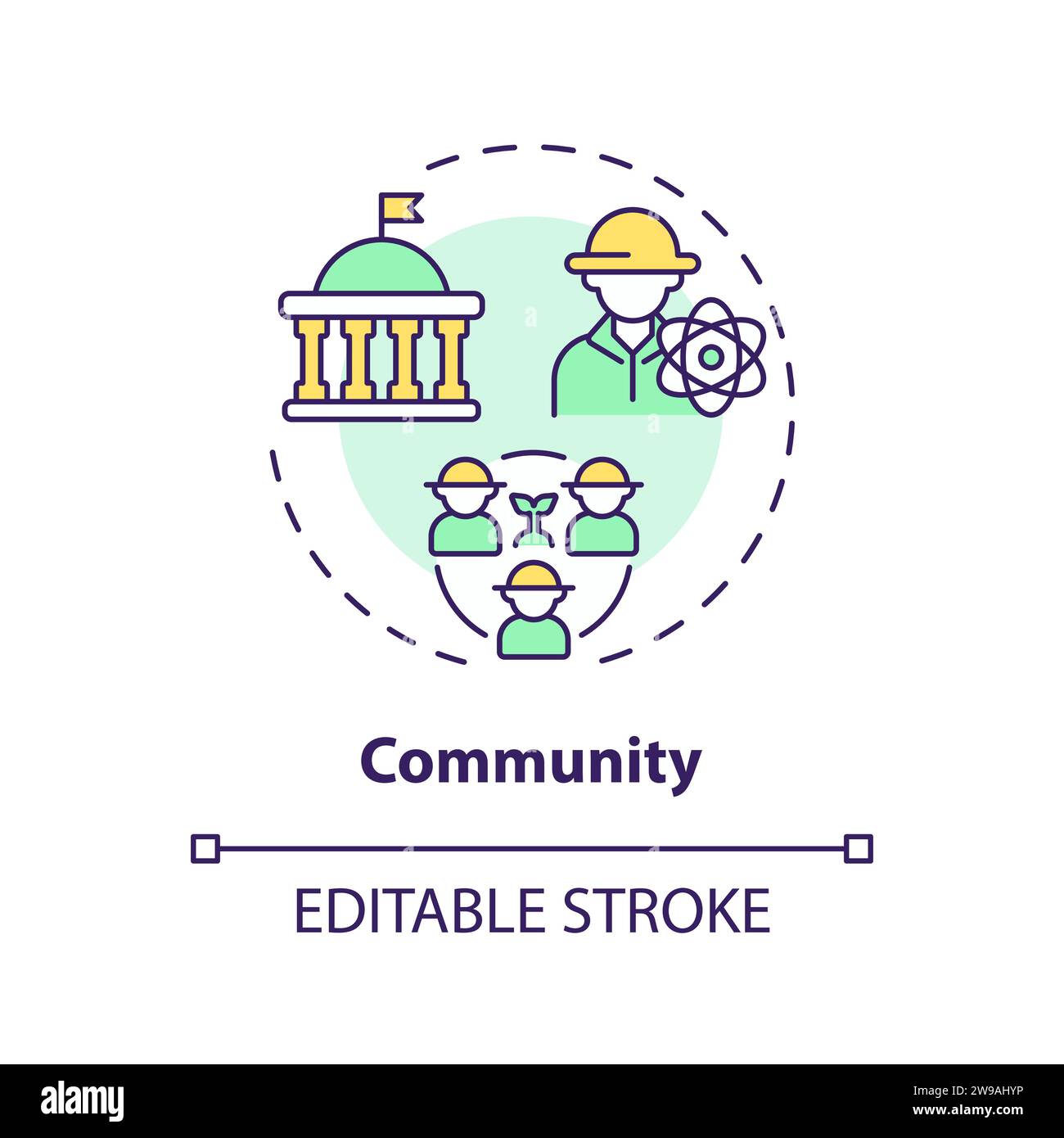 Thin line creative colorful community icon concept Stock Vector