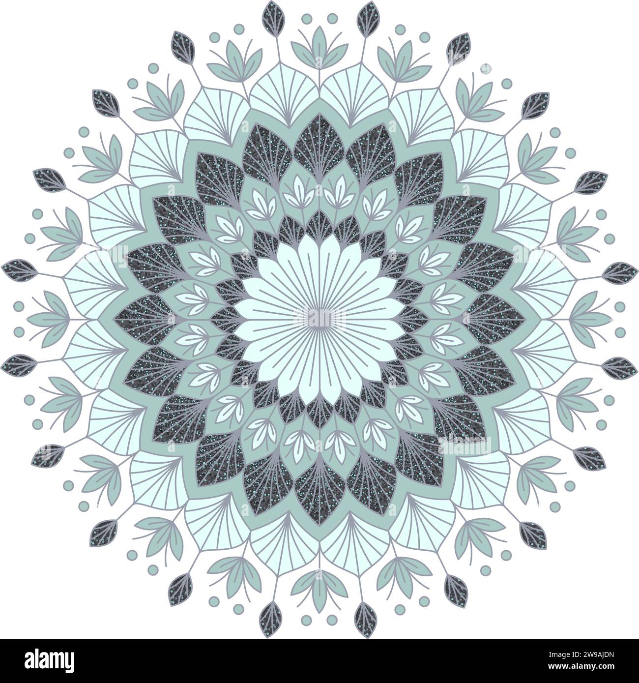 Flower Mandala in blue with glitter effect Stock Vector Image & Art Alamy