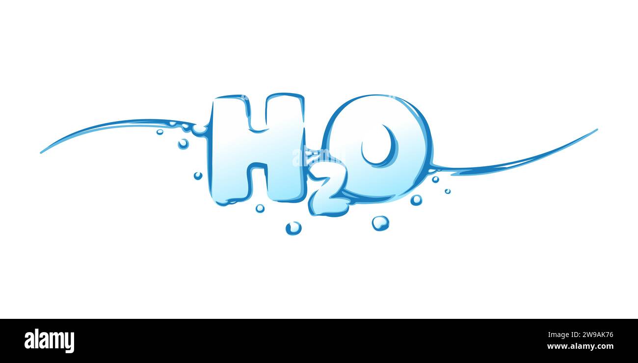 H2O vector illustration. Chemical formula of water. EPS10 Stock Vector