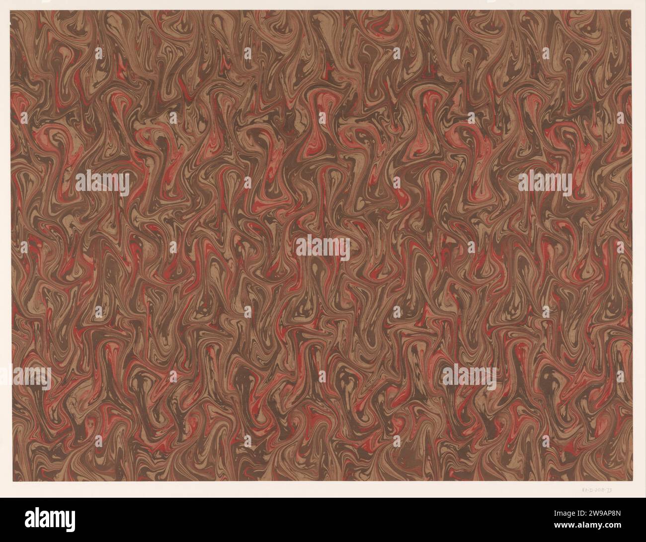 Fantasy marble in red and brown on brown paper, anonymous, 1900 - 2000 marbled paper paper. paint (coating) phantasy marbled paper Stock Photo