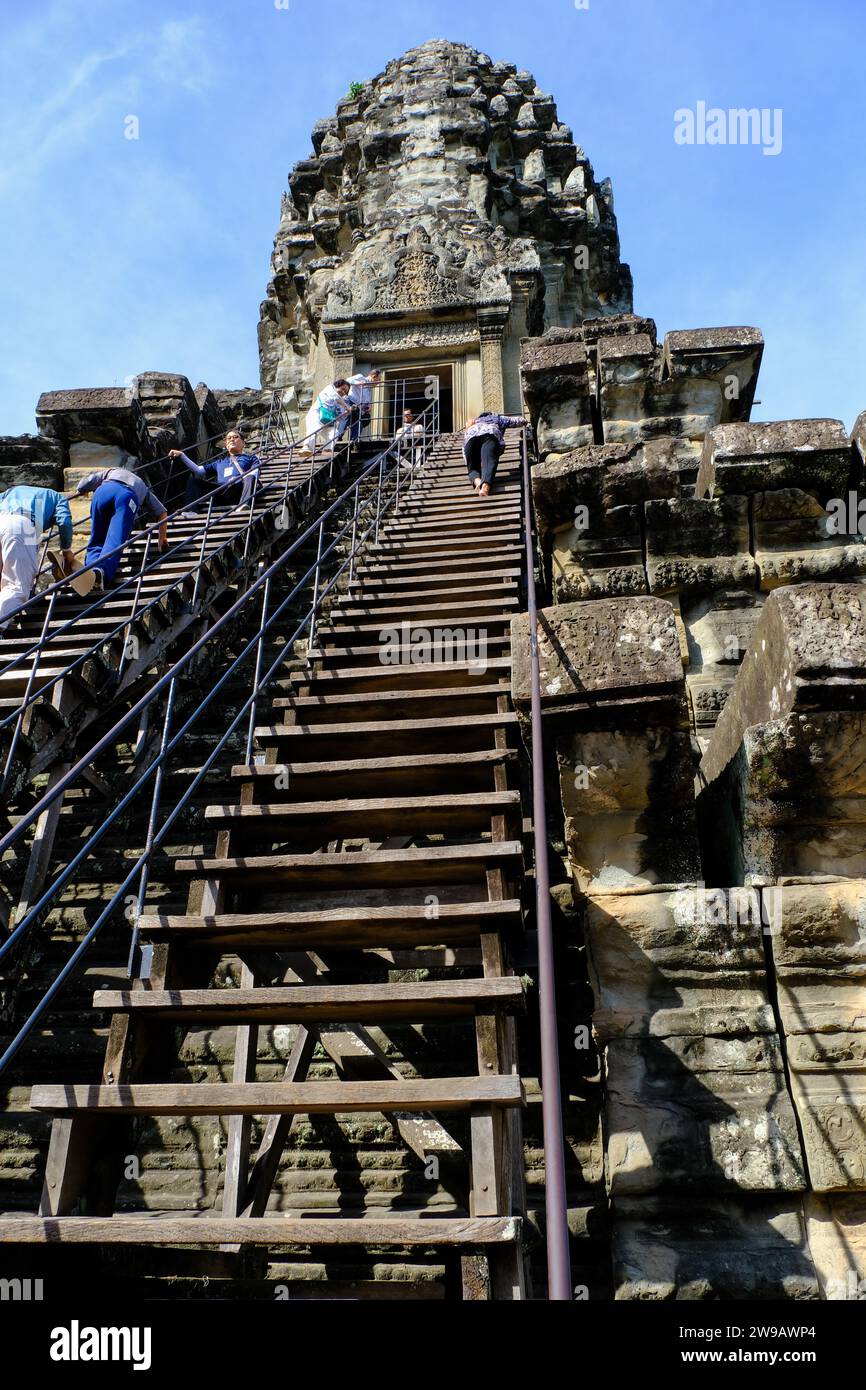 Angkor Wat in Siem Reap, Cambodia, is the world's largest temple dedicated to the Hindu god, Shiva Stock Photo