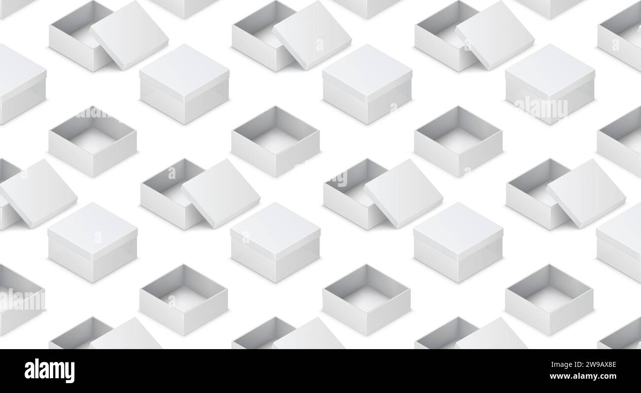 Carton boxes isometric illustration pattern on white background ...
