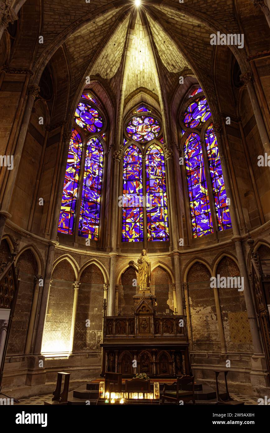 Photo of some stained glass windows at the cathedral Notre Dame at ...