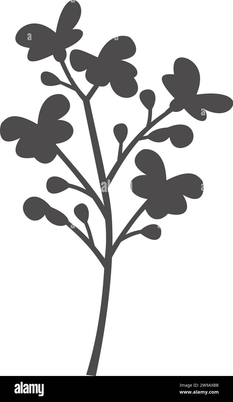 Wildflower in dark grey with transparent background Stock Vector