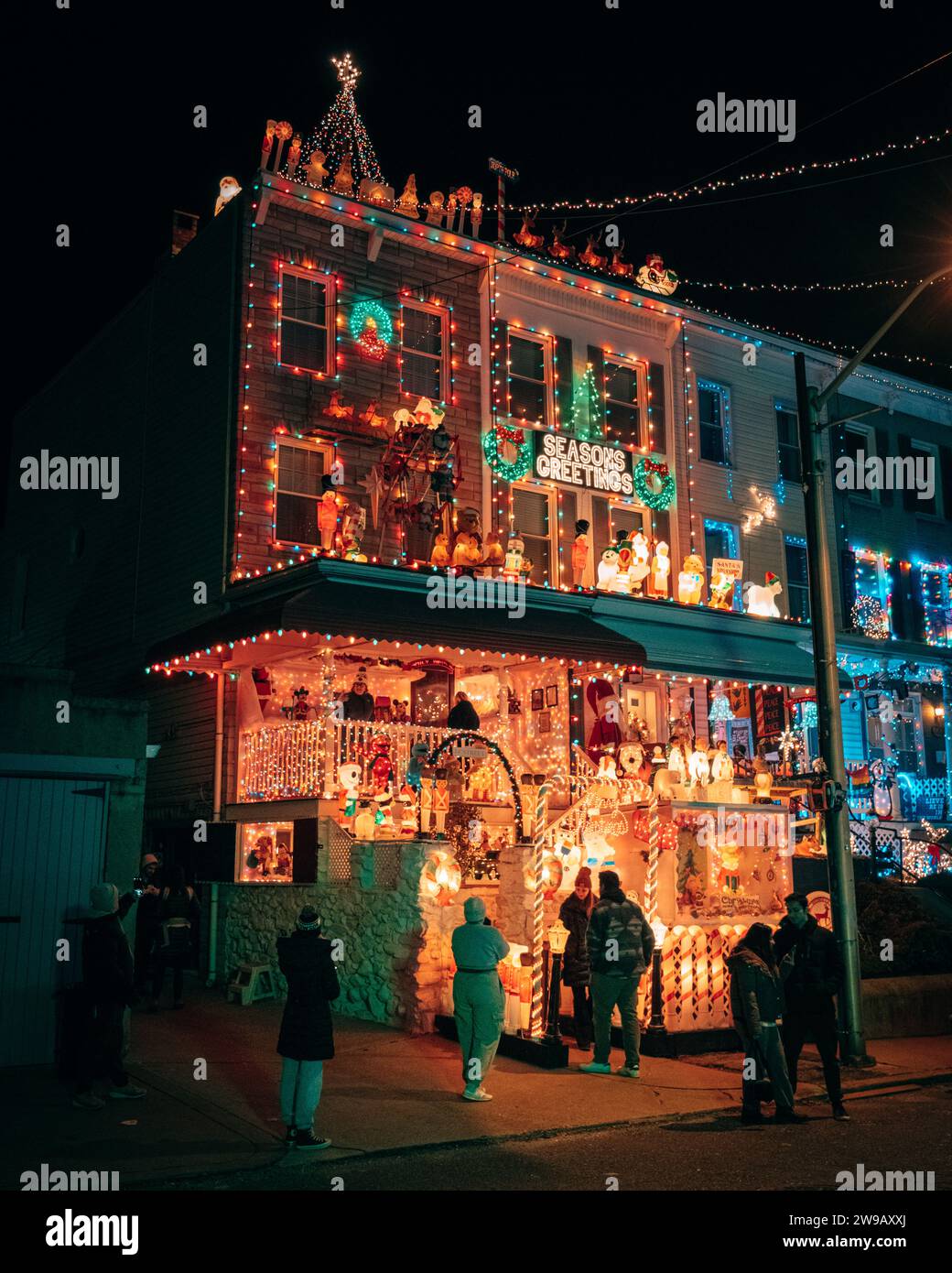 Christmas decorations at Miracle on 34th Street at night, Baltimore, Maryland Stock Photo Alamy