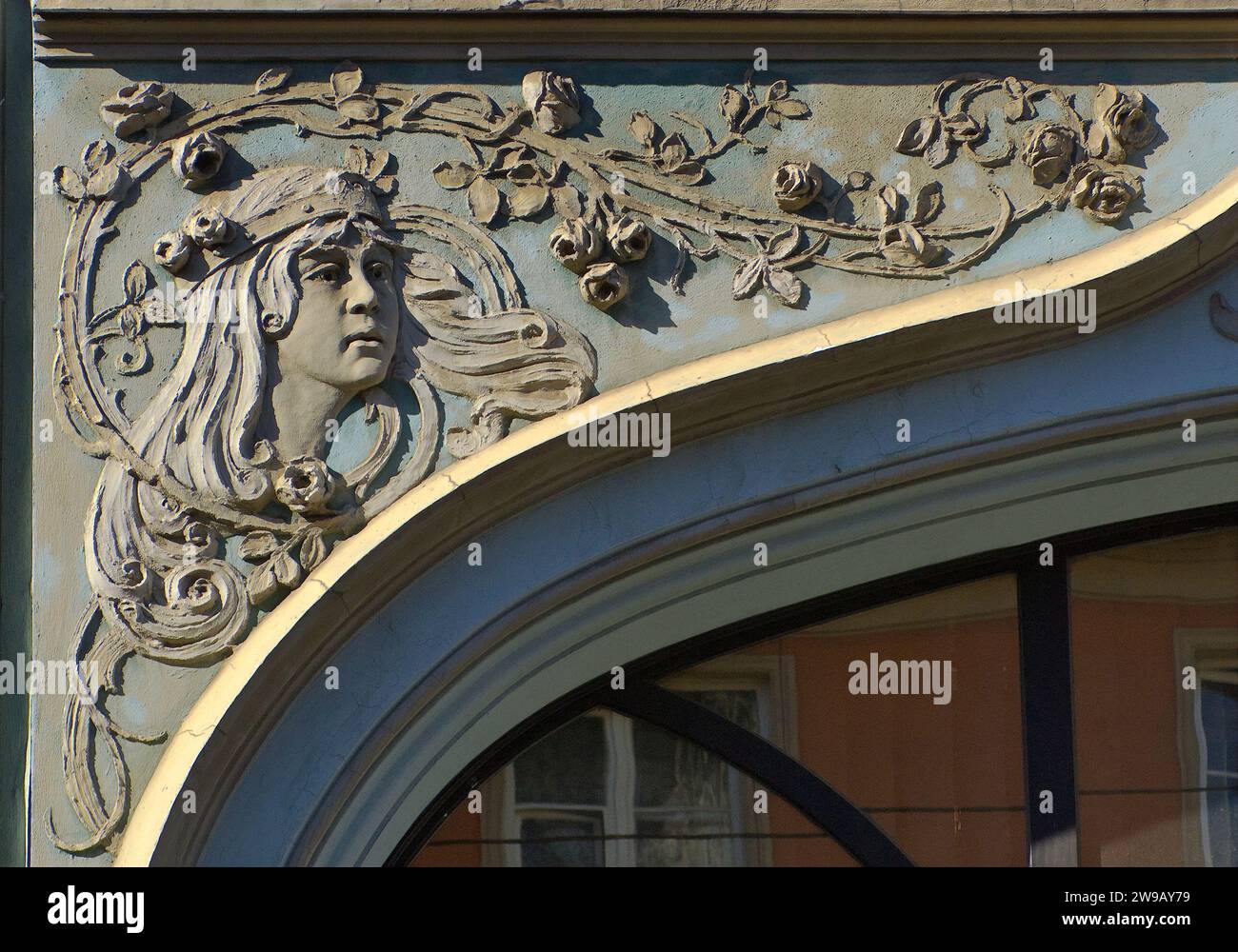 Details at Art Nouveau building at Ruska Street in Wrocław, Lower Silesia region, Poland Stock Photo