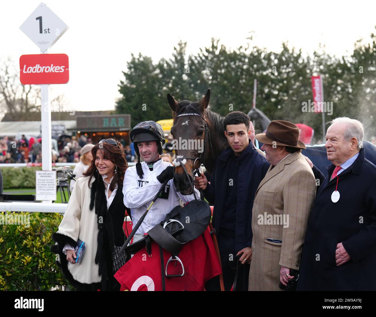 Jockey Nico de Boinville celebrates winning The Ladbrokes Christmas ...