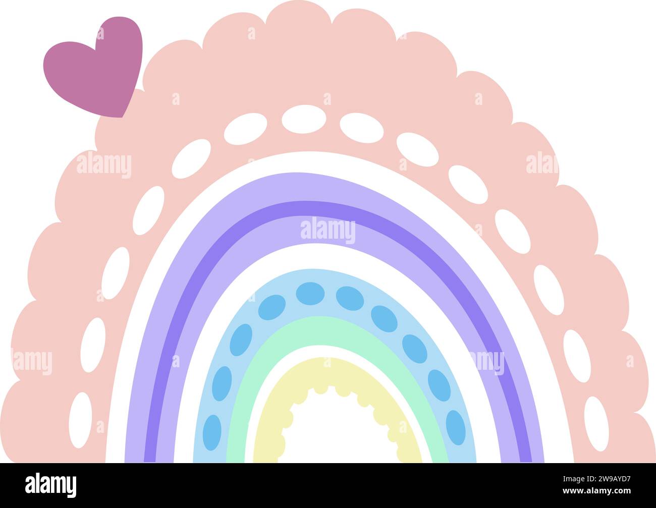 Boho rainbow in pastel with transparent background Stock Vector