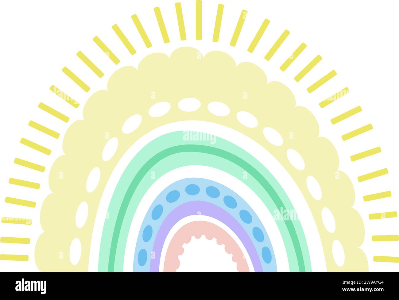 Boho rainbow in pastel with transparent background Stock Vector Image ...
