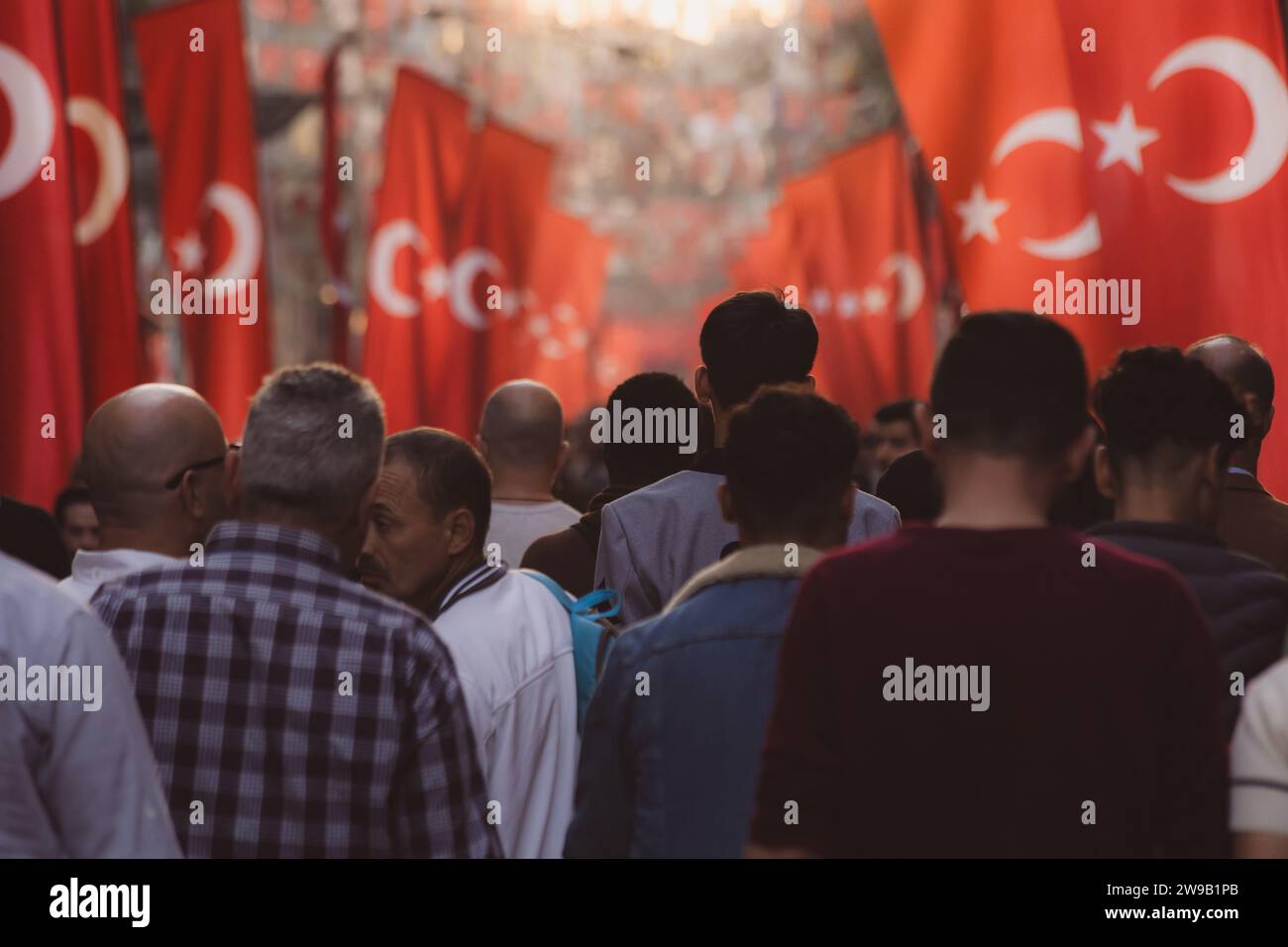 Turkish people with Turkish flags. National holidays of Turkiye concept. Istanbul Turkiye - 10.28.2023 Stock Photo