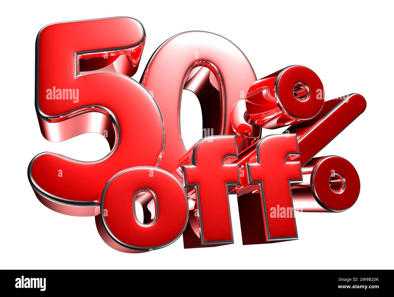 50 Percent off 3d illustration. Special Offer 50 Percent off Discount Tag. Advertising signs. Product design. Product sales.; Stock Photo