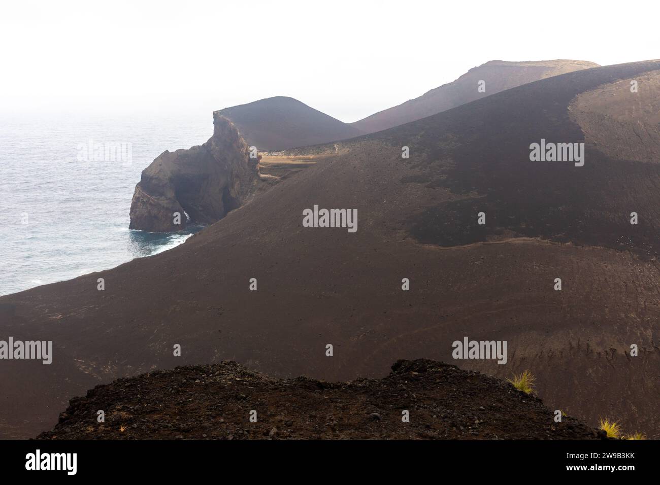 Landscape of new peninsula of Ponta dos Capelinhos, Faial Island, Azores, Portugal Stock Photo