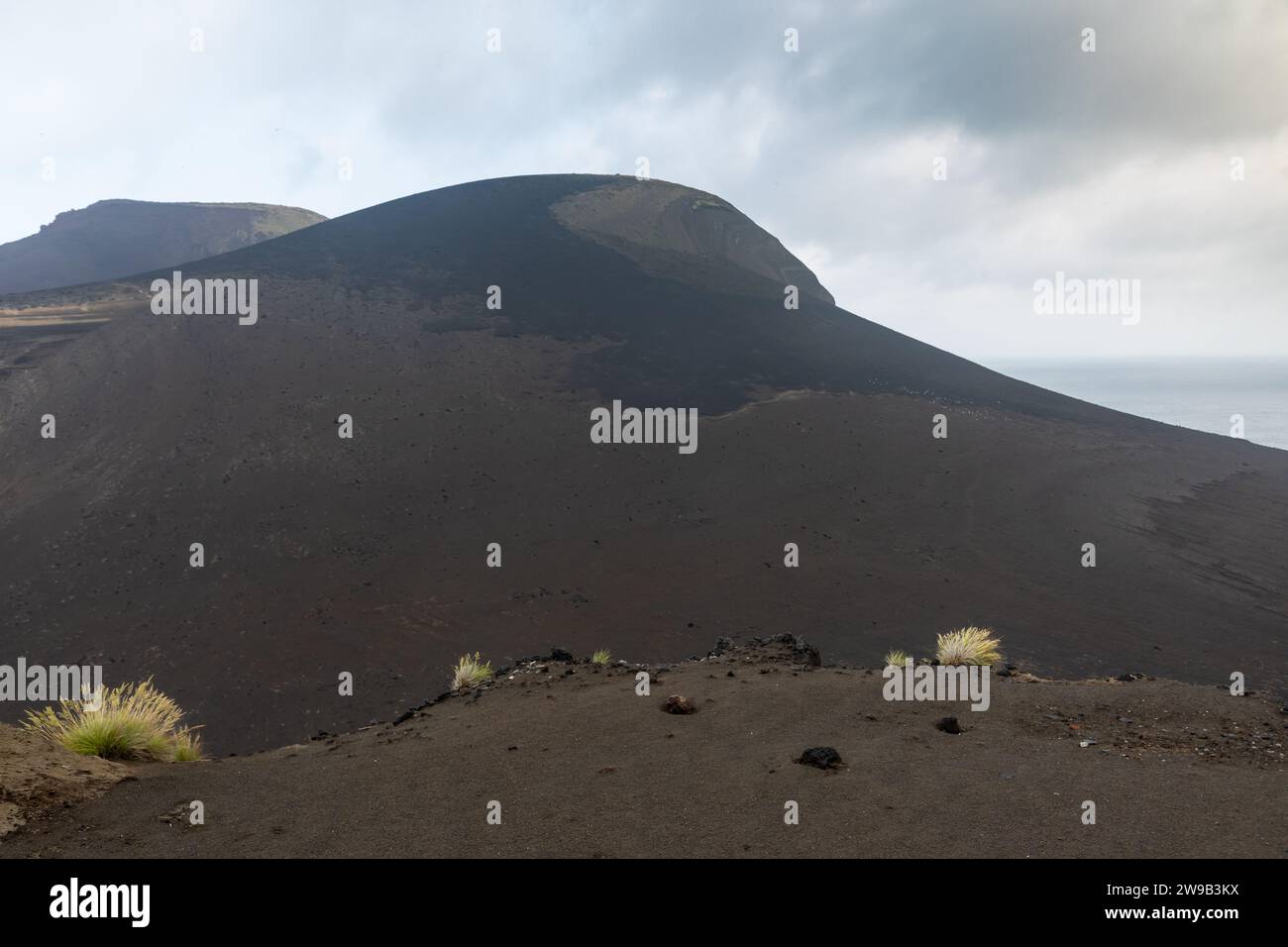 Landscape of new peninsula of Ponta dos Capelinhos, Faial Island, Azores, Portugal Stock Photo