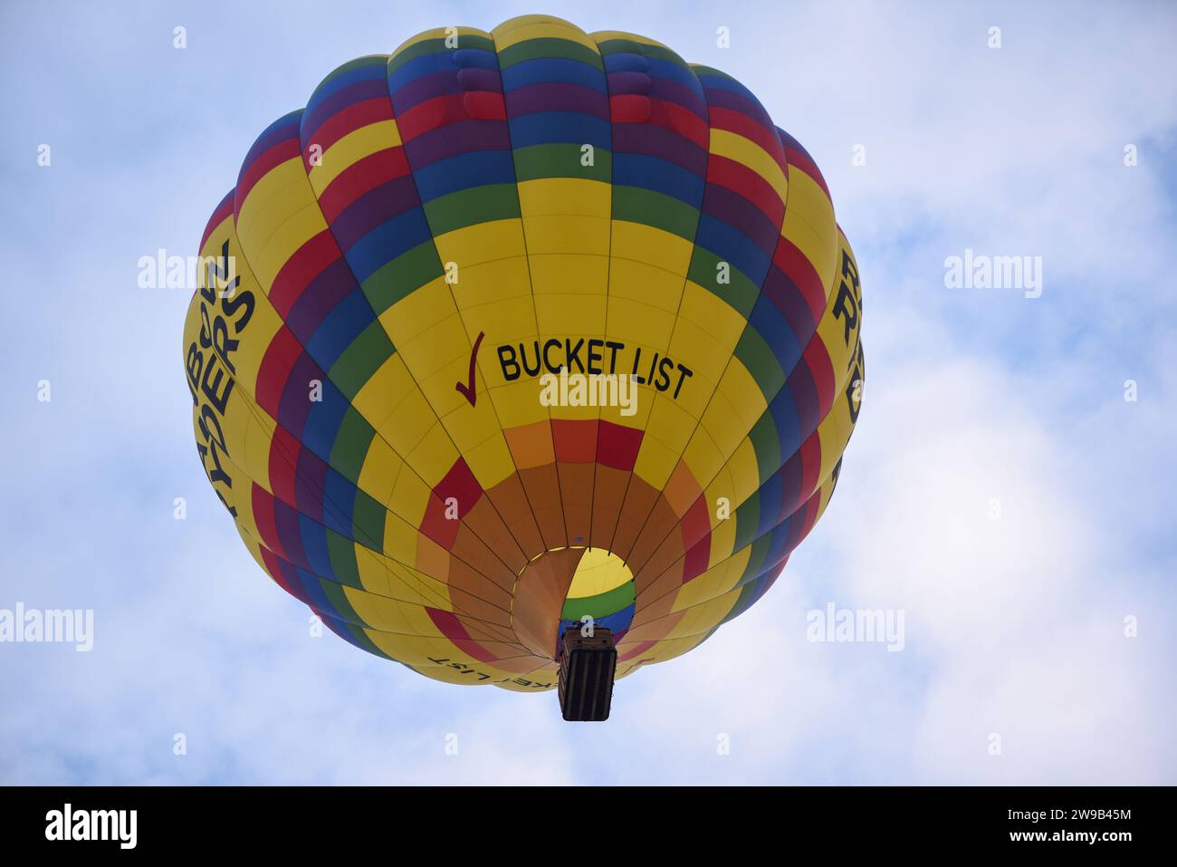 Rainbow hot air balloon at the albuquerque international balloon fiesta Stock Photo