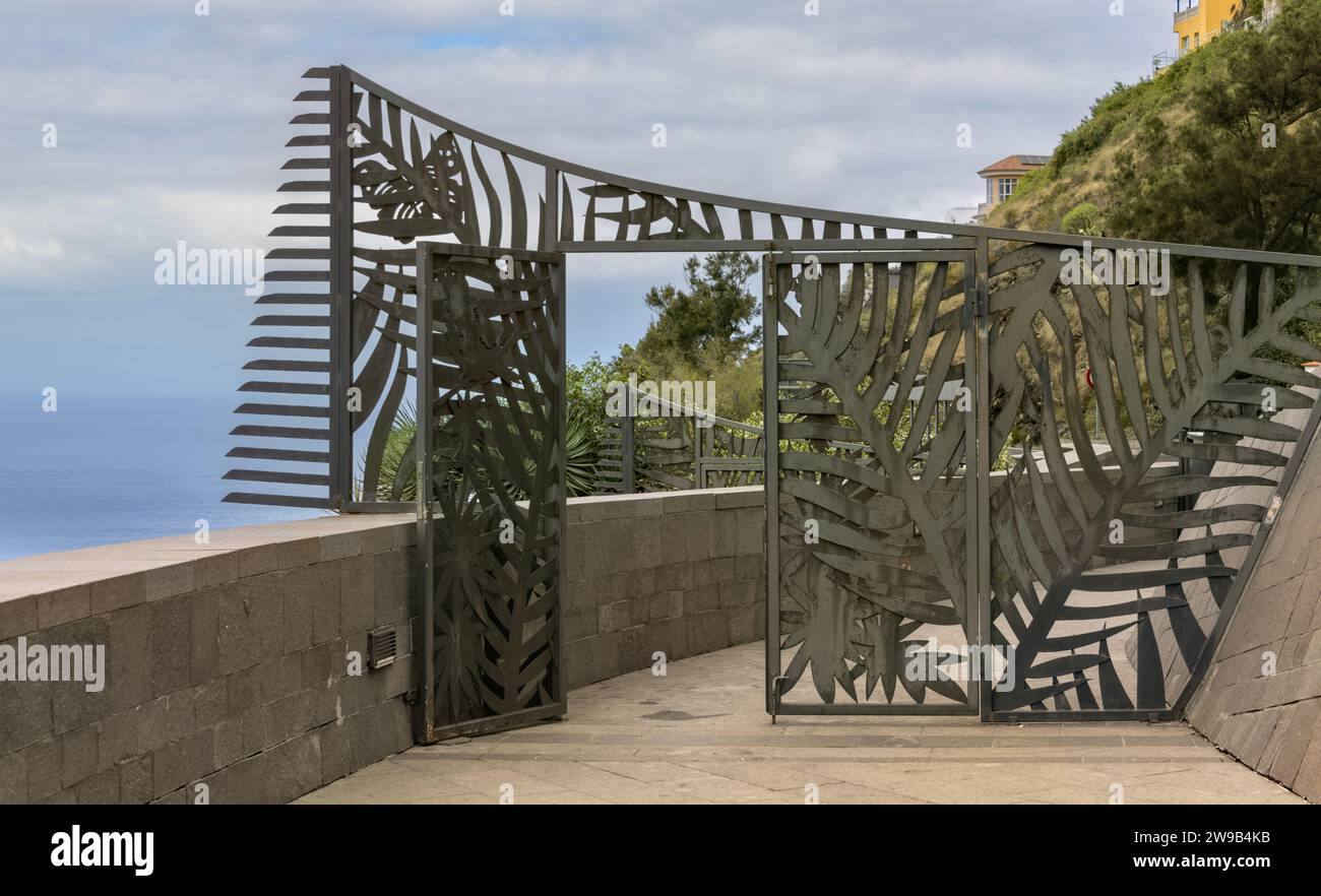 Wrought iron gates at La Orotava viewpoint, Canary Islands, Tenerife, Spain Stock Photo