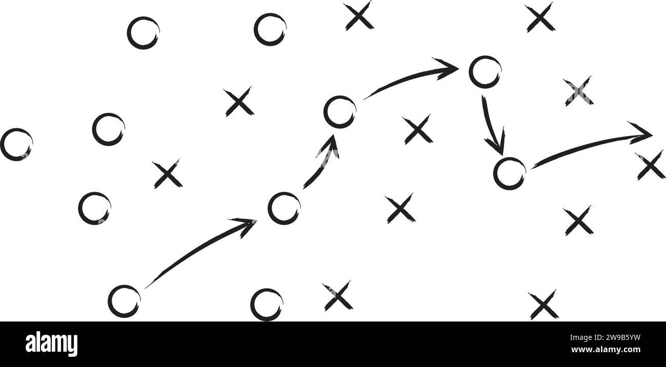 Strategy, tactic soccer football instruction background Stock Vector