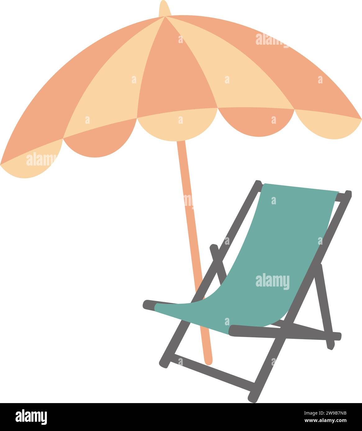 Deck chair with parasol with transparent background Stock Vector Image