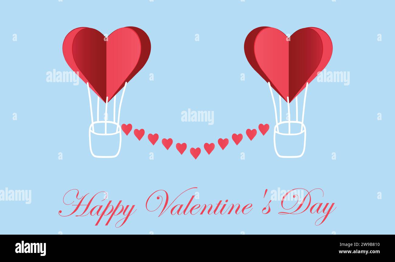 Symbol of love on blue background, greeting card, Flat design Happy ...