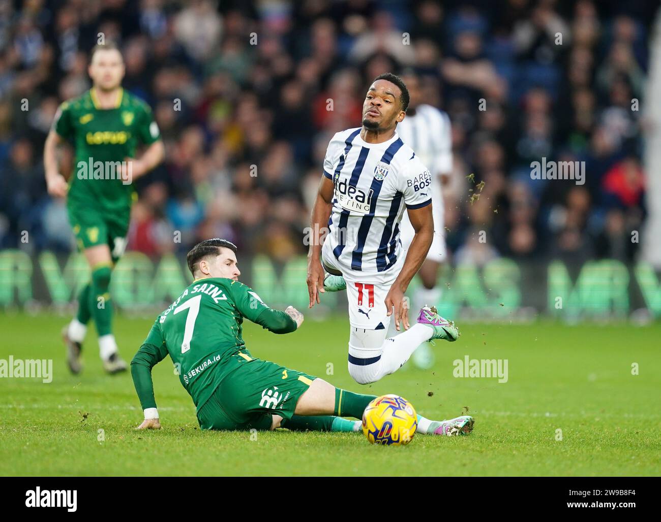 West Bromwich Albion's Grady Diangana Is Fouled By Norwich City's Borja ...