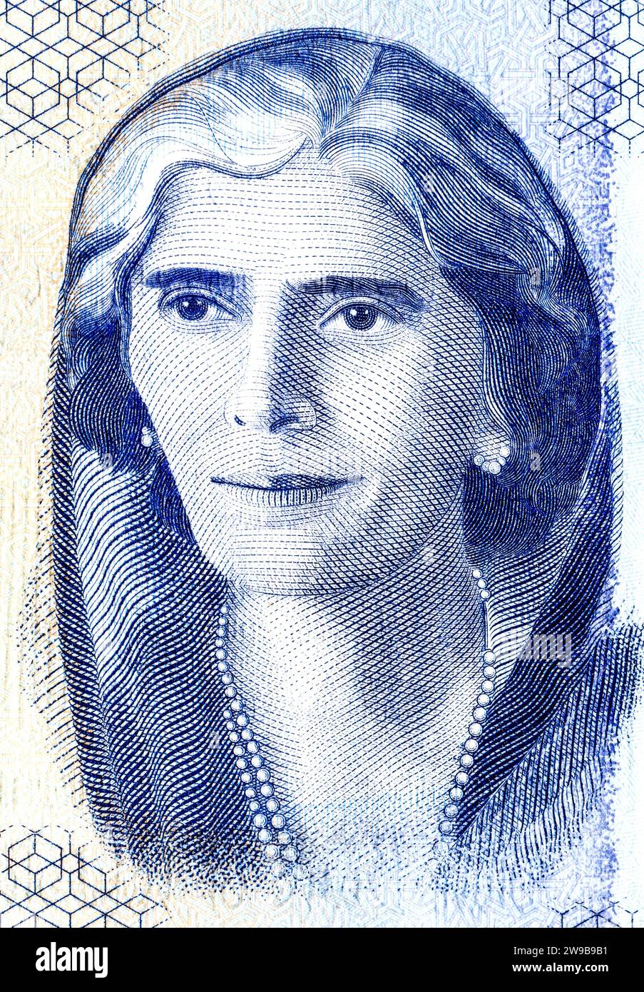 Mohtrama Fatima Jinnah (1893 -1967). Portrait from Pakistan 75 Rupee (2023) banknotes. Pakistani politician and stateswoman Stock Photo