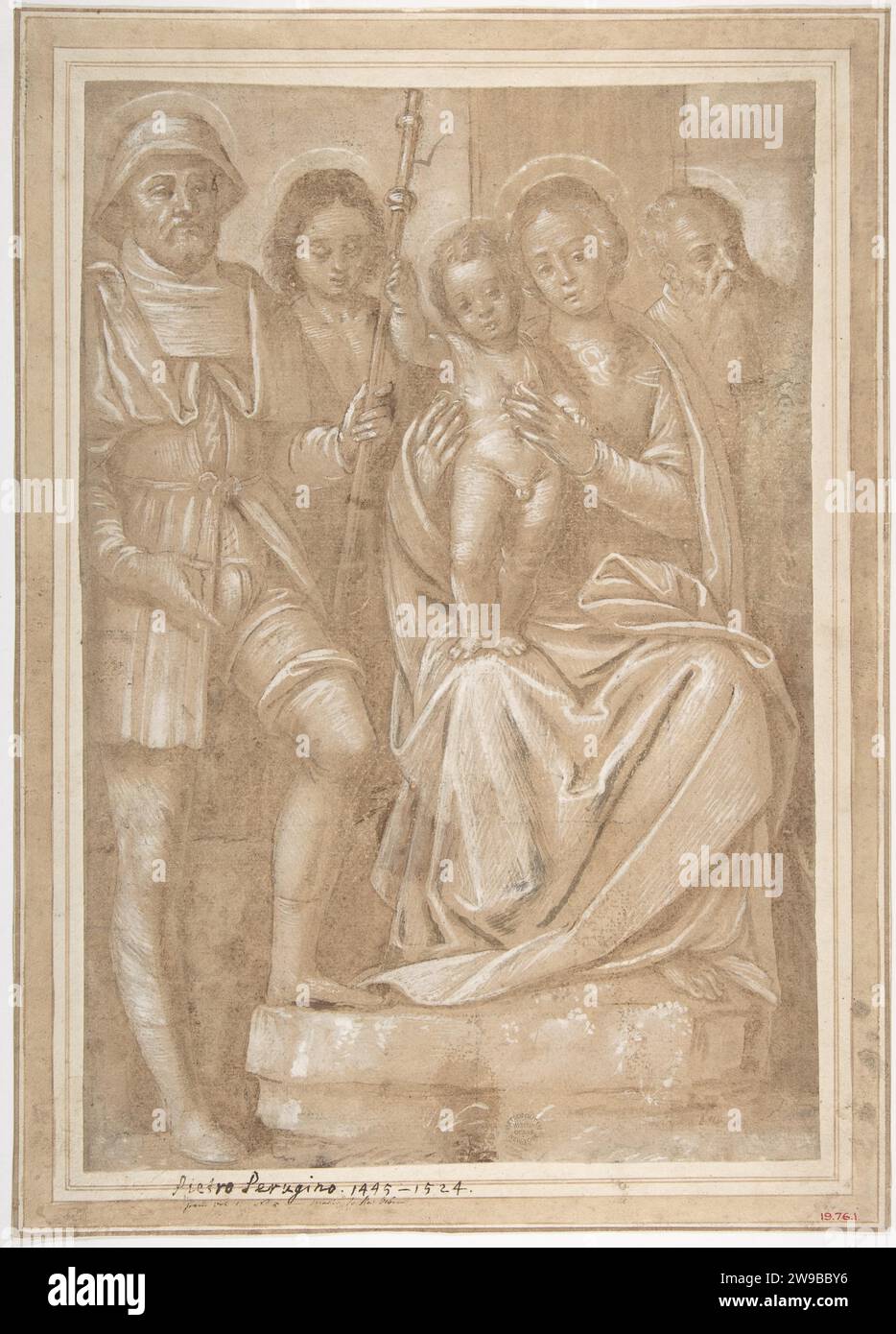 The Virgin and Child with Saint Roch and Two Other Male Saints 1919 by Bernardino Lanino Stock Photo