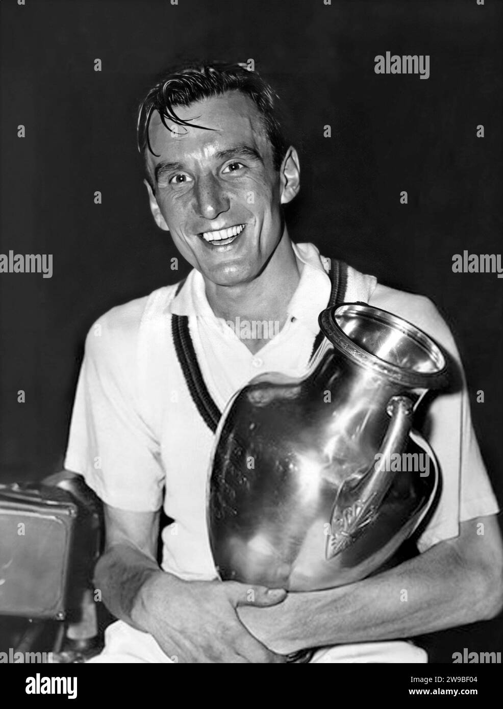 Fred Perry. Portrait of the British tennis player and Grand Slam champion, Frederick John Perry (1909-1995), c. 1934-36 Stock Photo