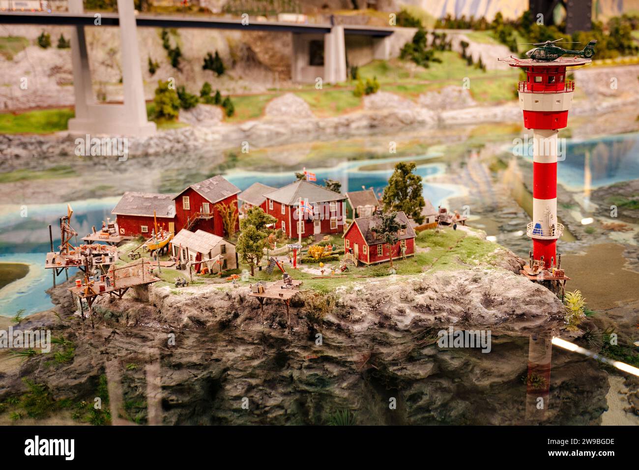 Miniatur Wunderland Hamburg in Germany, houses and landscape scandinavia, museum with miniature model construction of the world Stock Photo