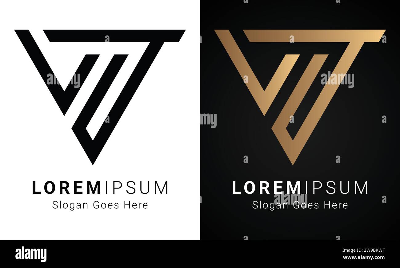 Luxury Initial JV or VJ Monogram Text Letter Logo Design Stock Vector