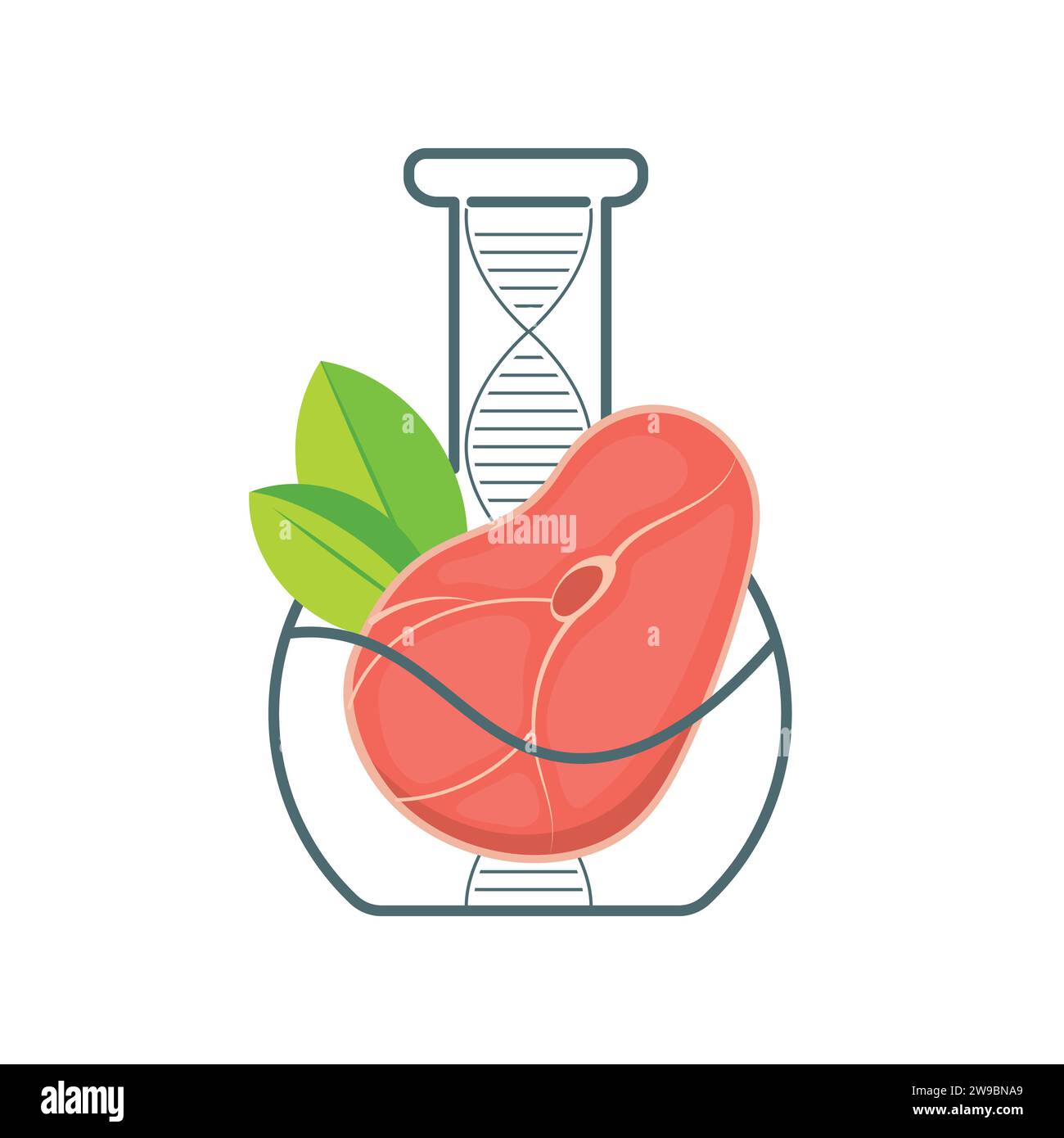 Fresh laboratory grown meat of beef or pork floating in laboratory