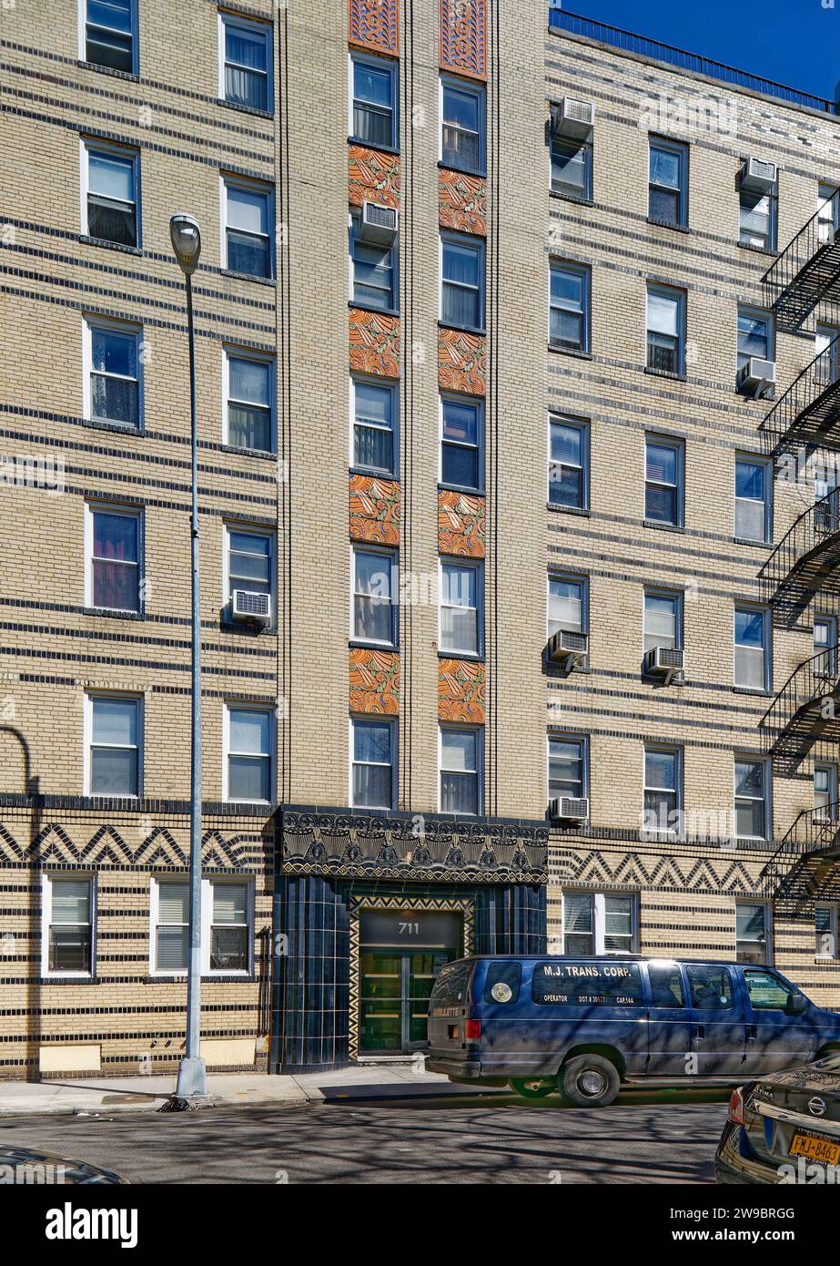 711 Brightwater Court, an Art Deco apartment building detailed in