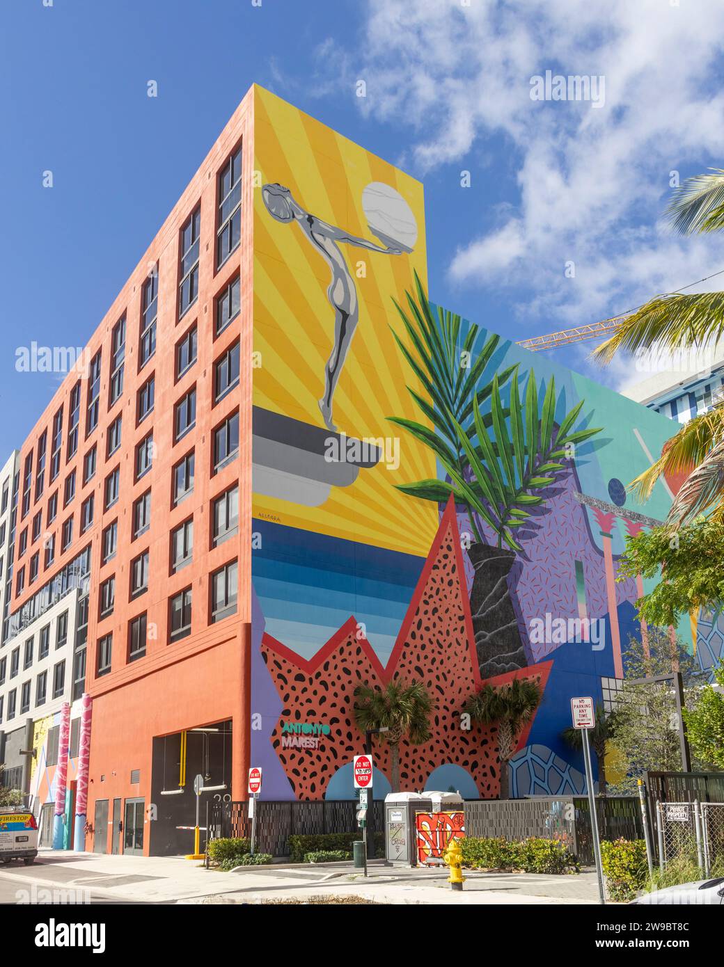 Graffiti or murals painted in building facades at Wynwood in Miami, FL on December 21st, 2023 Stock Photo