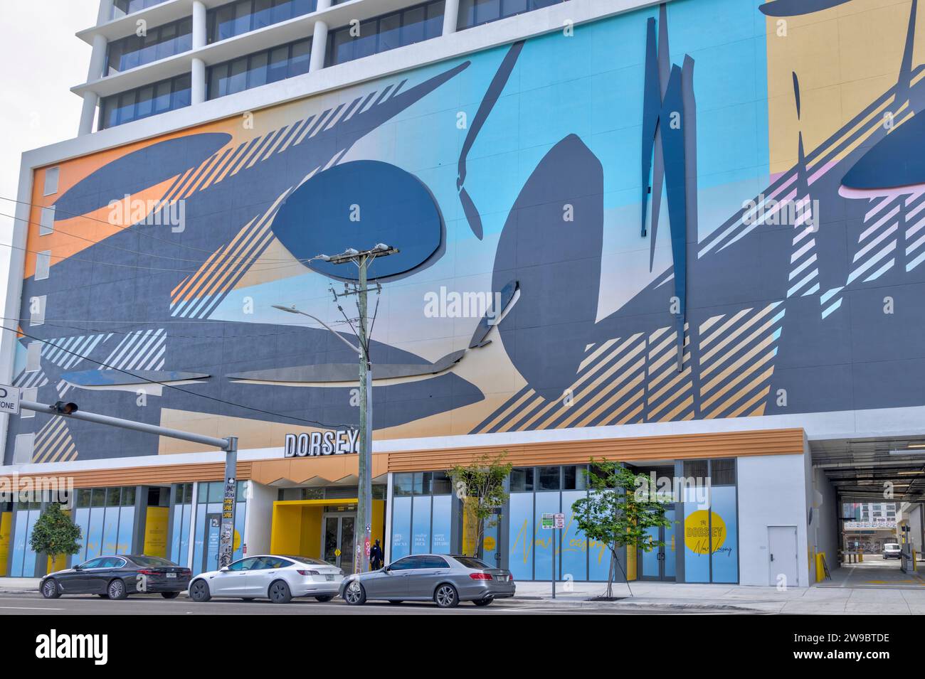 Graffiti or murals painted in building facades at Wynwood in Miami, FL on December 21st, 2023 Stock Photo