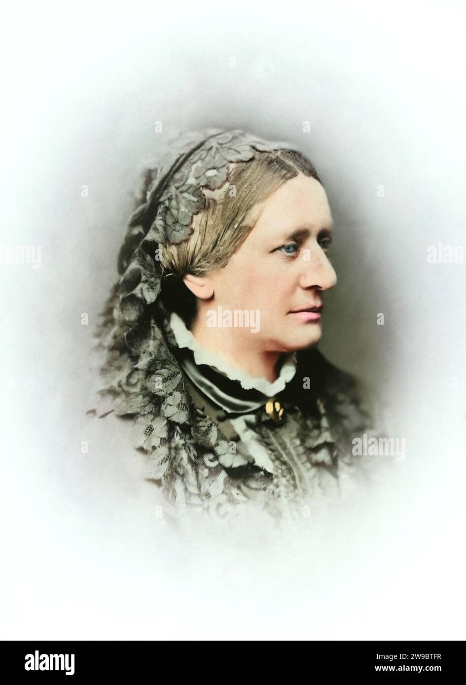 Portrait of Clara Schumann. Year: 1887. Place: Frankfurt. By Emill Rabending. Stock Photo