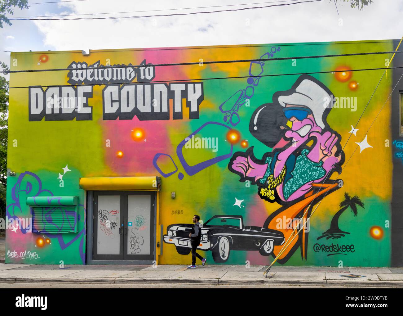 Graffiti or murals painted in building facades at Wynwood in Miami, FL on December 21st, 2023 Stock Photo