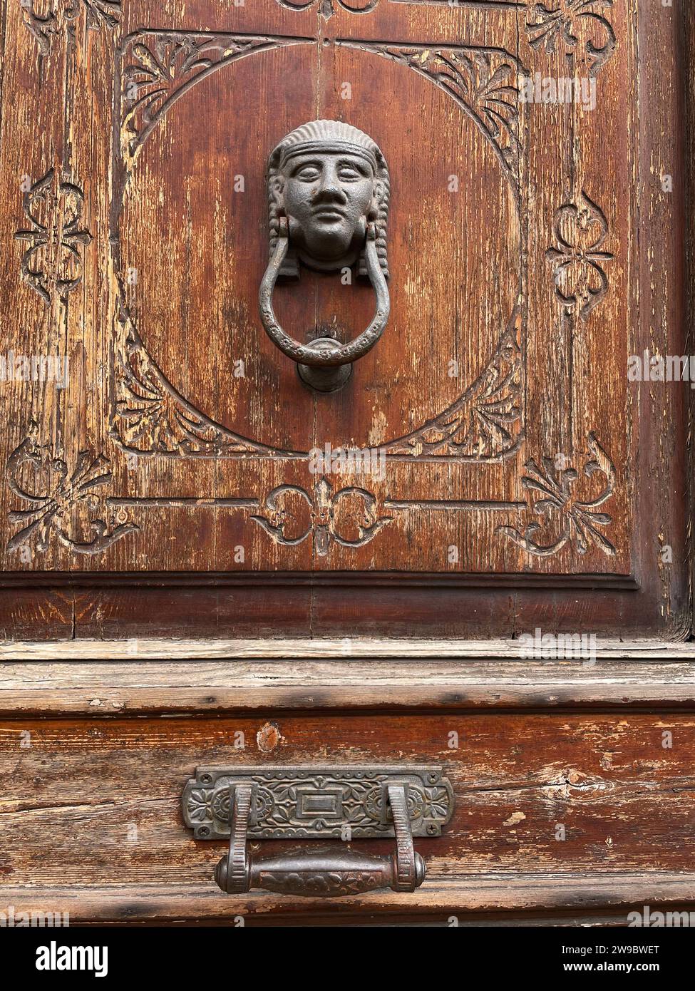 Beautiful old door knocker in Martina Franca, Italy Stock Photo