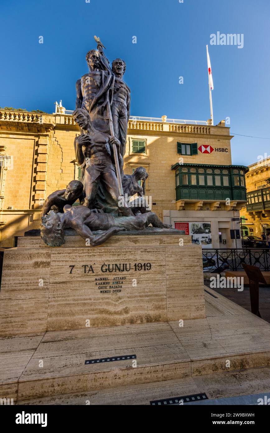 Sette Giugno Monument in Valletta, Malta Stock Photo