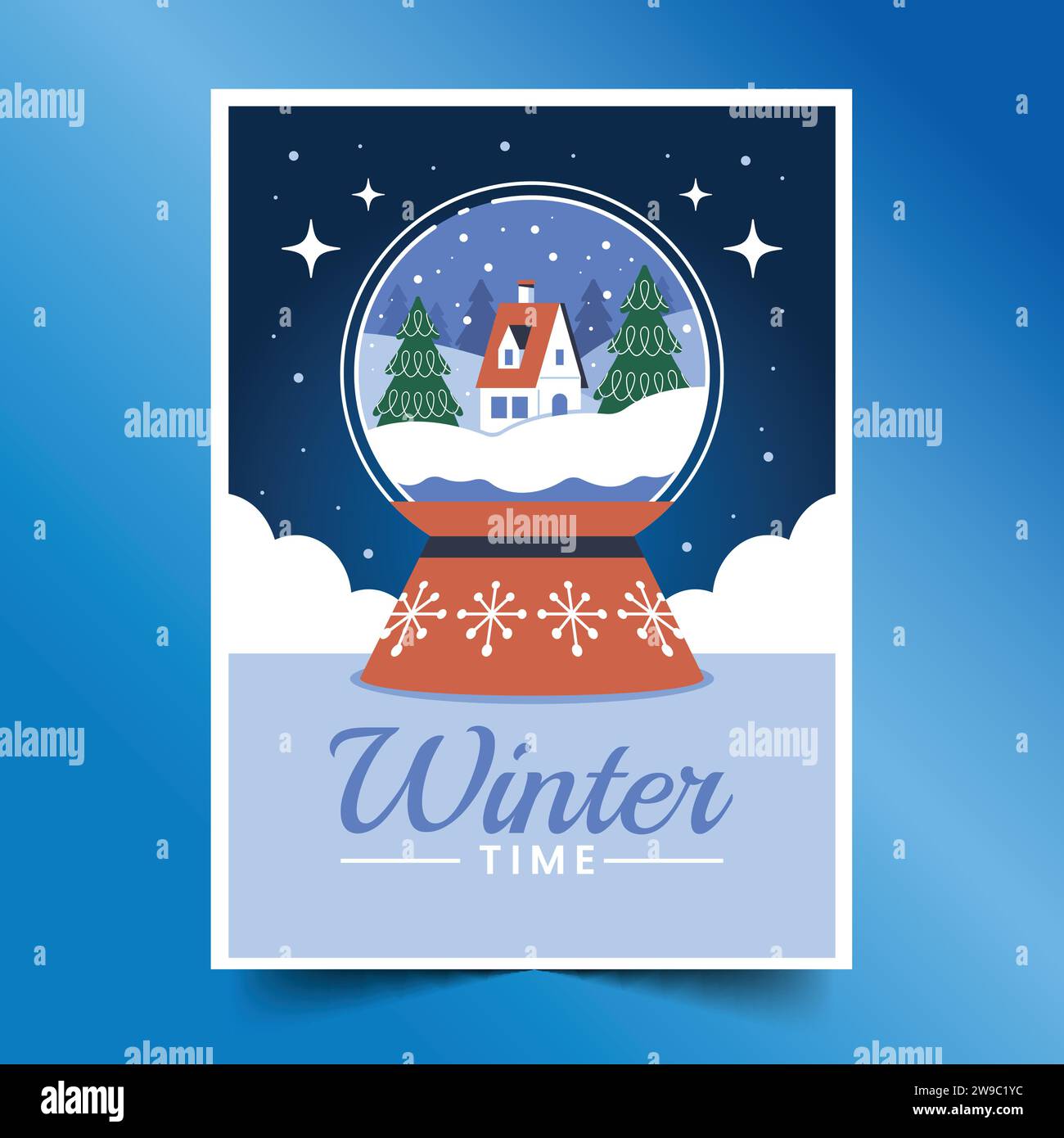 flat greeting cards collection wintertime season design vector ...