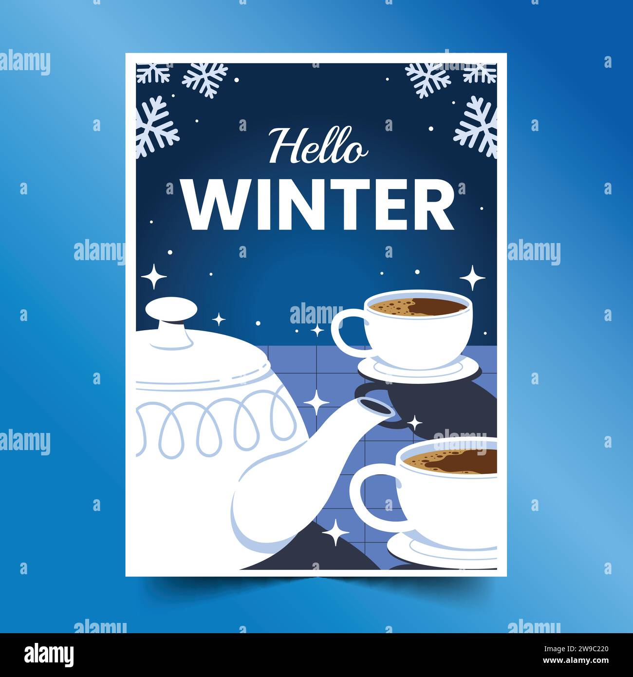 flat greeting cards collection wintertime season design vector ...