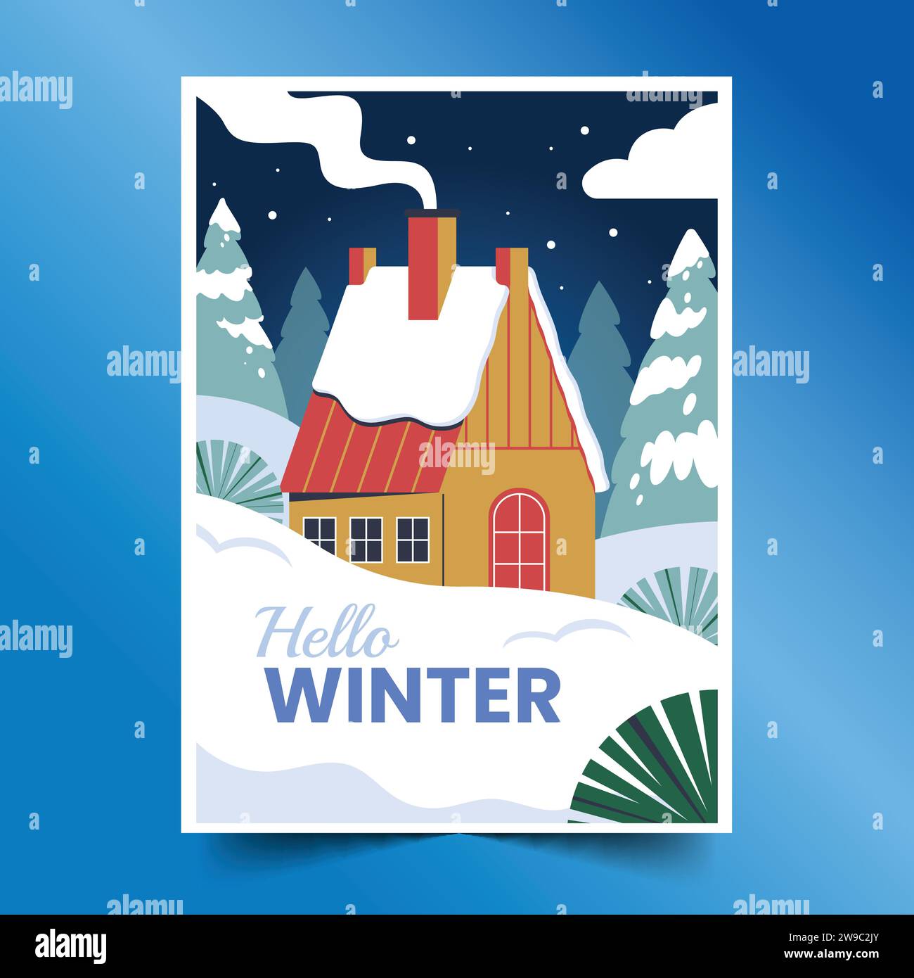 flat greeting cards collection wintertime season design vector ...