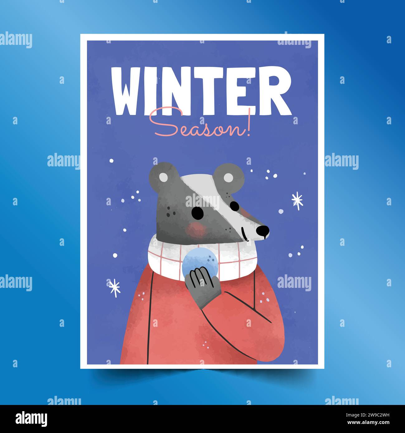 watercolor greeting cards collection wintertime season design vector