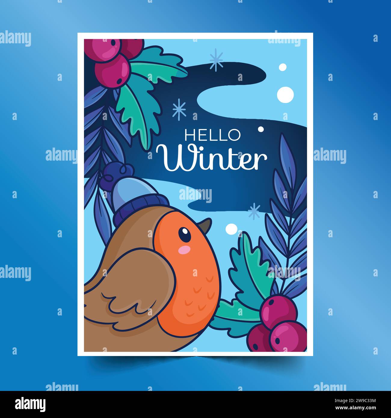 hand drawn greeting cards collection wintertime season design vector ...