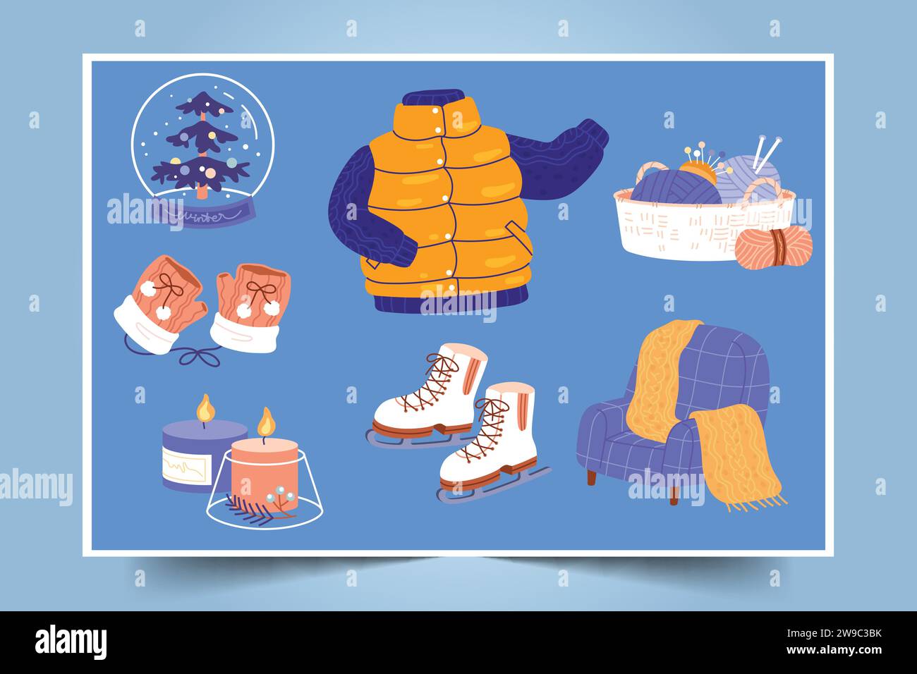 flat elements collection winter season design vector illustration Stock Vector