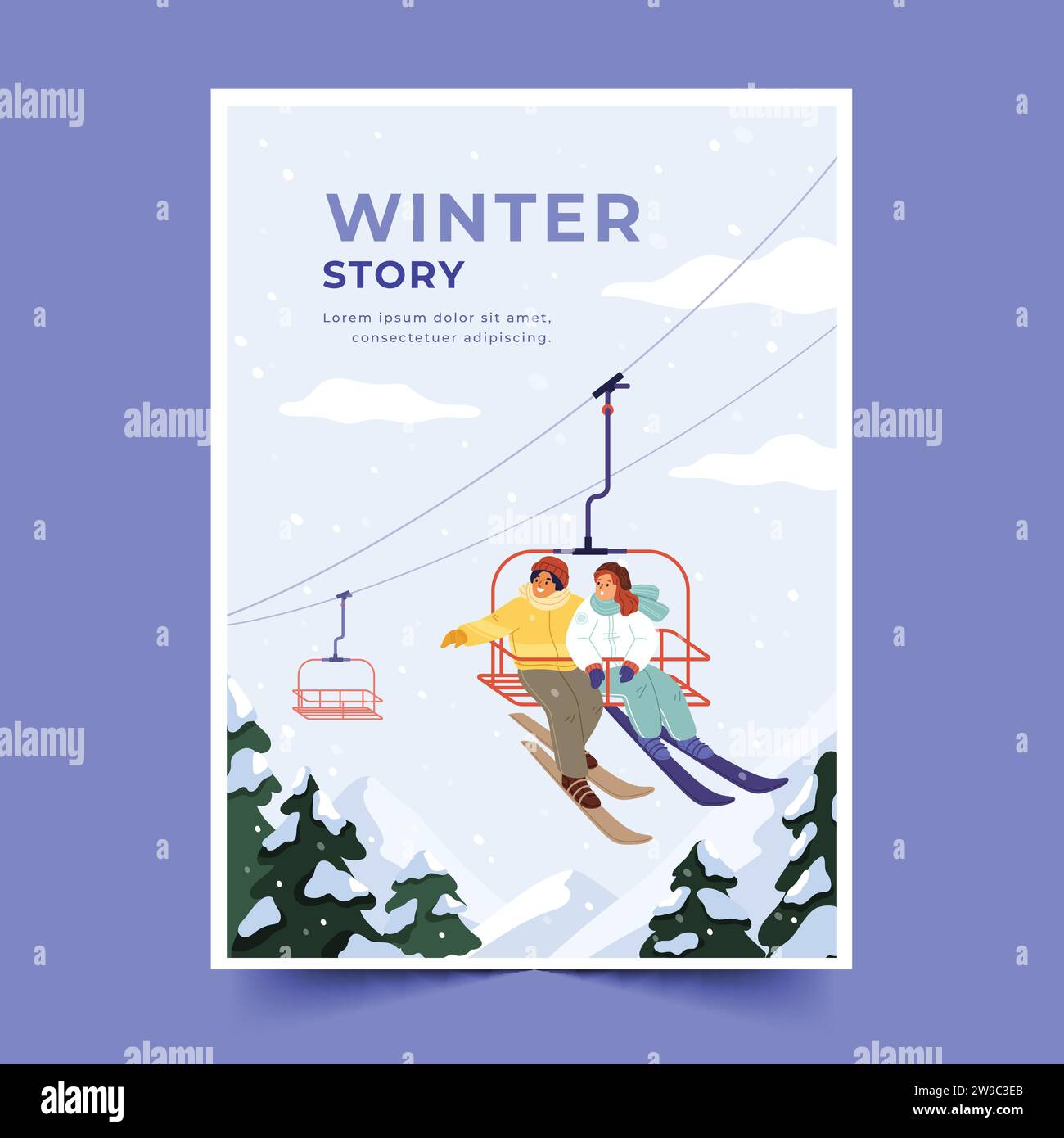 flat greeting cards collection winter season design vector illustration ...