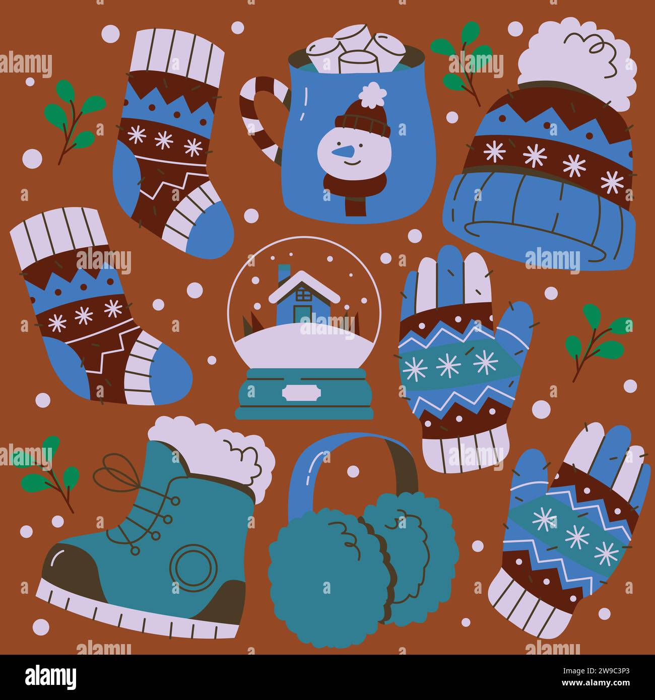 flat elements collection wintertime season design vector illustration Stock Vector